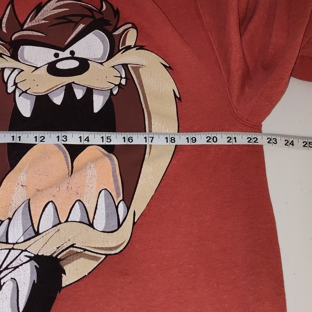 Vintage Looney Tunes Taz and Bugs Bunny Red Sweatshirt Large 1993 sweatshirt - Picture 8 of 9